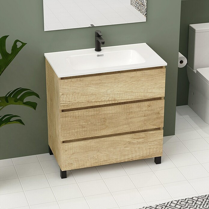 Artysan Conjunto de mueble de baño Neeko (Ancho: 80 cm, Nature, 3 pzs.) | BAUHAUS