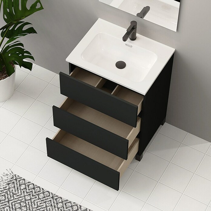 Artysan Conjunto de mueble de baño Neeko (Ancho: 70 cm, Negro, 3 pzs.) | BAUHAUS
