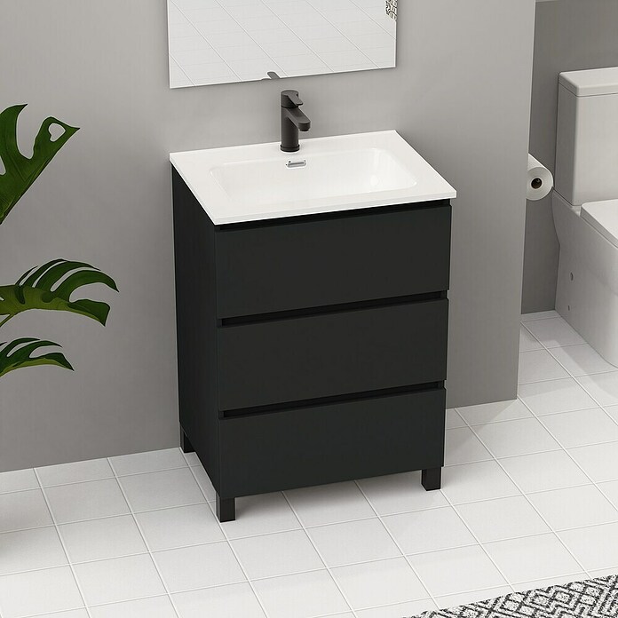 Artysan Conjunto de mueble de baño Neeko (Ancho: 70 cm, Negro, 3 pzs.) | BAUHAUS
