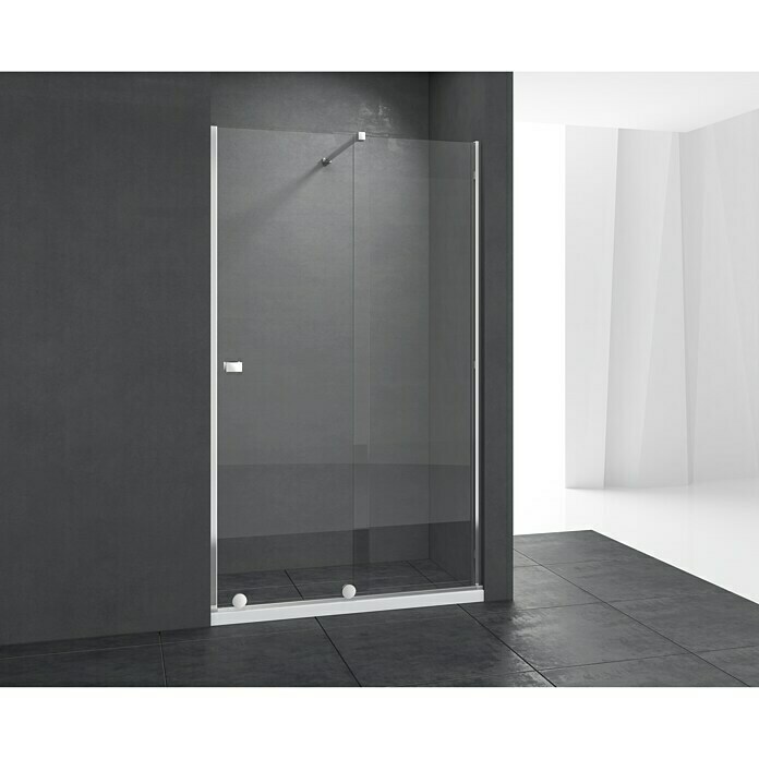 Mampara de ducha frontal Oprah (An x Al: 120 x 195 cm, Vidrio transparente, 6 mm, Cromo)