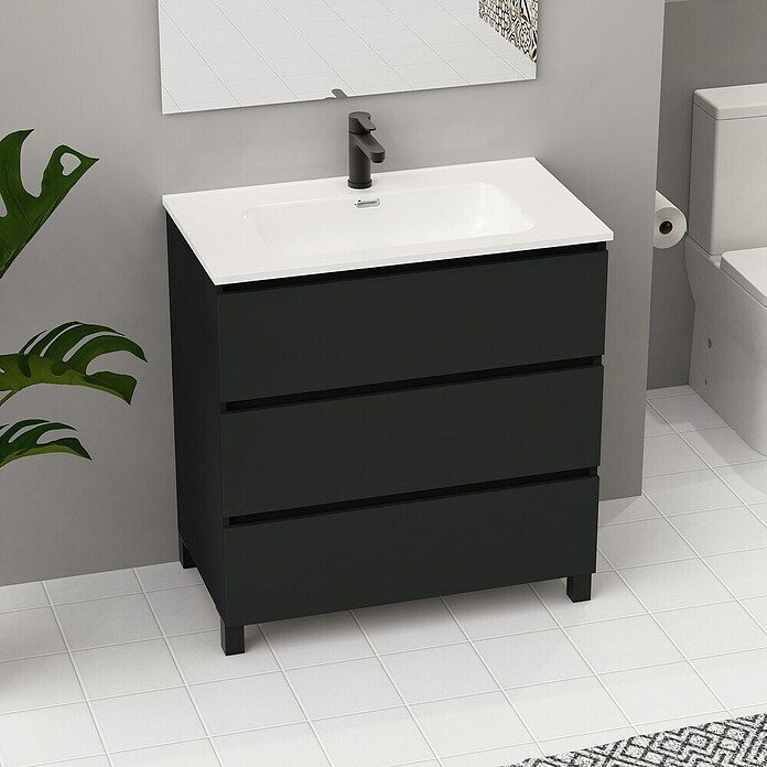 Artysan Conjunto de mueble de baño Neeko (Ancho: 80 cm, Negro, 3 pzs.) | BAUHAUS