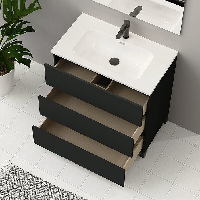 Artysan Conjunto de mueble de baño Neeko (Ancho: 80 cm, Negro, 3 pzs.) | BAUHAUS