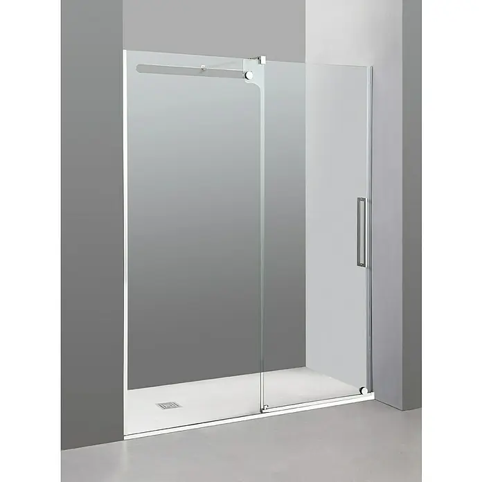GME Mampara de ducha frontal Vetrum - 175 x 201 cm, Espesor de vidrio: 10 mm, Cromo - Cabina de ducha con paneles de vidrio transparente y un diseño elegante y moderno. Ideal para un baño minimalista.