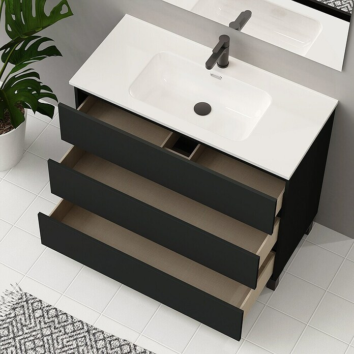 Artysan Conjunto de mueble de baño Neeko (Ancho: 100 cm, Negro, 3 pzs.) | BAUHAUS