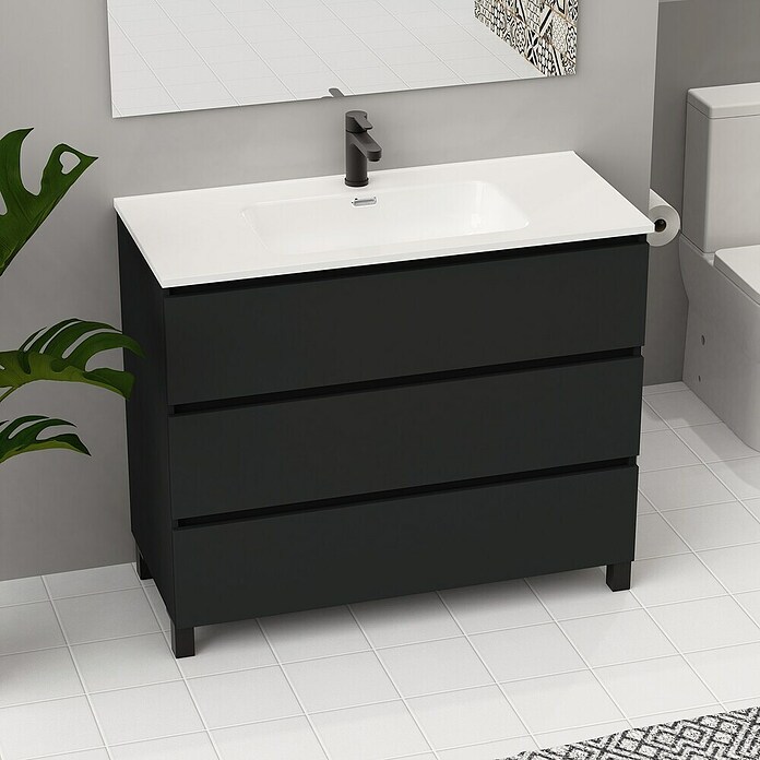 Artysan Conjunto de mueble de baño Neeko (Ancho: 100 cm, Negro, 3 pzs.) | BAUHAUS