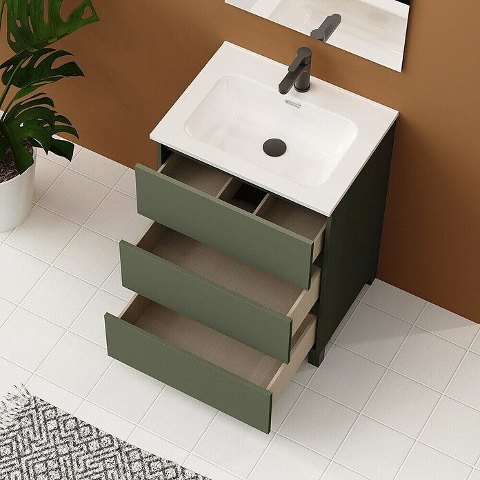 Artysan Conjunto de mueble de baño Neeko (Ancho: 70 cm, Verde musgo, 3 pzs.) | BAUHAUS