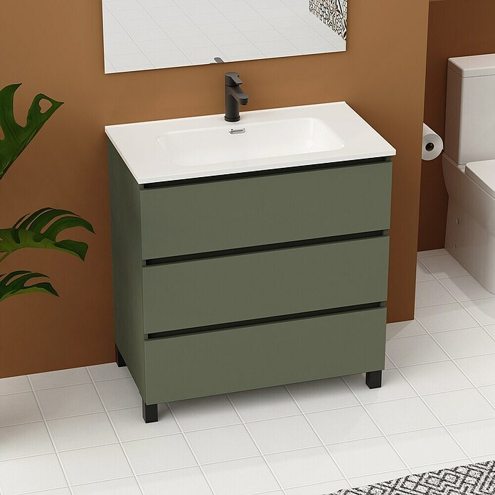 Artysan Conjunto de mueble de baño Neeko (Ancho: 90 cm, Verde musgo, 3 pzs.) | BAUHAUS