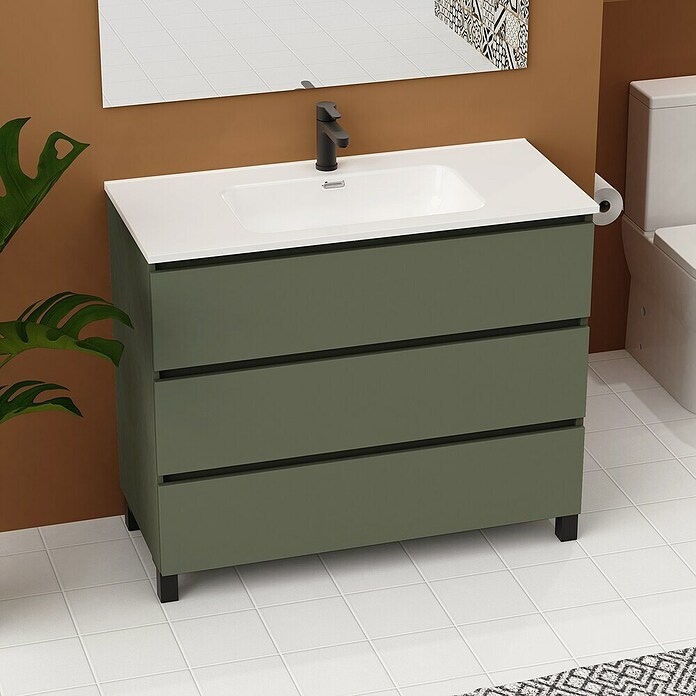 Artysan Conjunto de mueble de baño Neeko (Ancho: 100 cm, Verde musgo, 3 pzs.) | BAUHAUS
