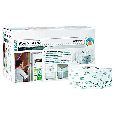 Siga Klebeband Fentrim 20 (25 m x 100 mm, Innen, Weiß)
