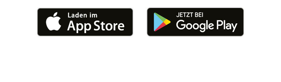 Logo vom App Store sowie vom Google Play Store