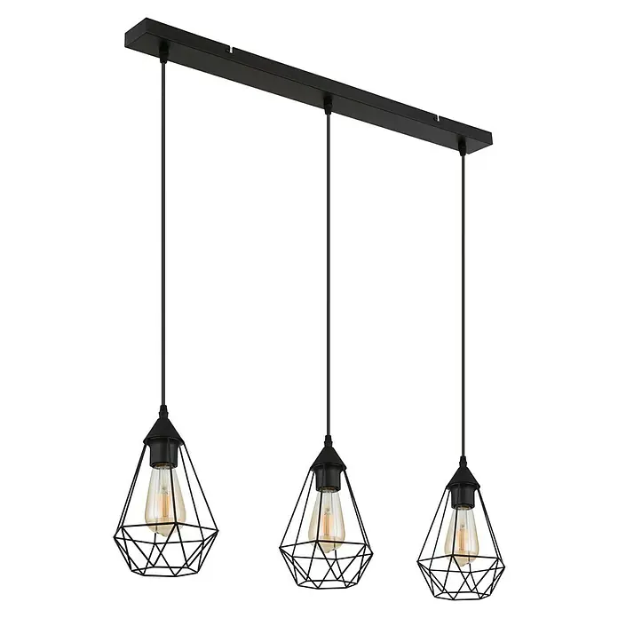 Globo Pendelleuchte - 60 W, L x B x H: 17 cm x 79 cm x 120 mm, E27 - Elegante Pendelleuchte mit drei Lampen im Industrie-Stil, die jedem Raum einen Hauch von Vintage-Charme verleiht.