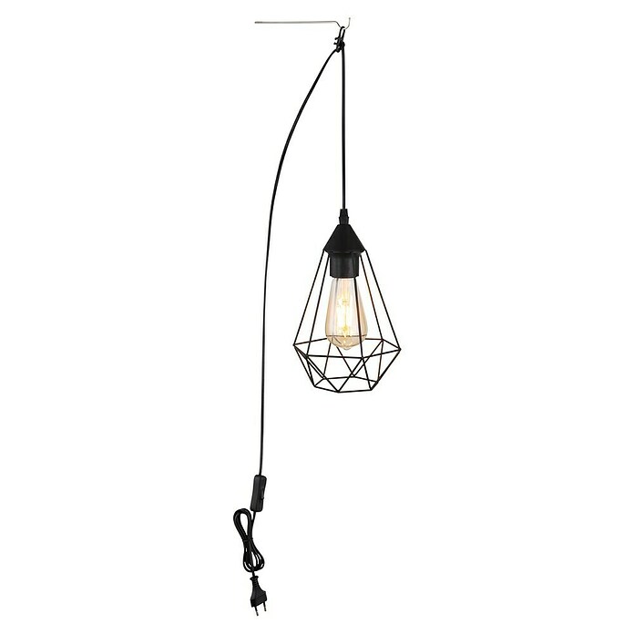 Globo Lámpara colgante LED redonda Zachar (60 W, Ø x Al: 17 x 26 cm, Negro) | BAUHAUS