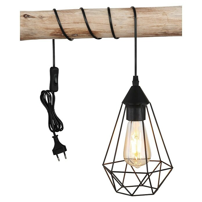 Globo Lámpara colgante LED redonda Zachar (60 W, Ø x Al: 17 x 26 cm, Negro) | BAUHAUS