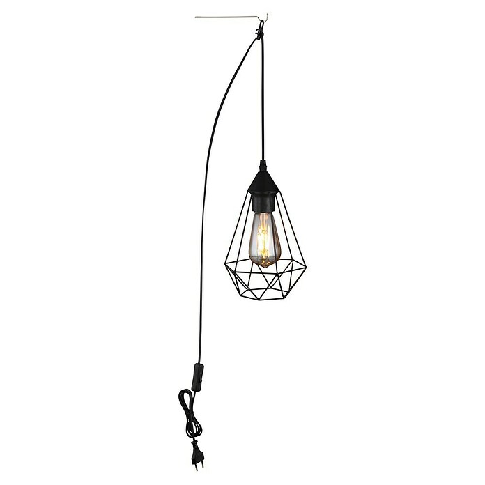 Globo Lámpara colgante LED redonda Zachar (60 W, Ø x Al: 17 x 26 cm, Negro) | BAUHAUS
