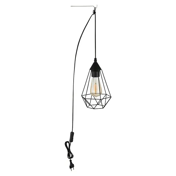 Globo Lámpara colgante LED redonda Zachar - 60 W, Ø x Al: 17 x 26 cm, Negro - Esta elegante lámpara de pie industrial tiene una pantalla de filigrana y una luz cálida. ¡Perfecta para salones y dormitorios!