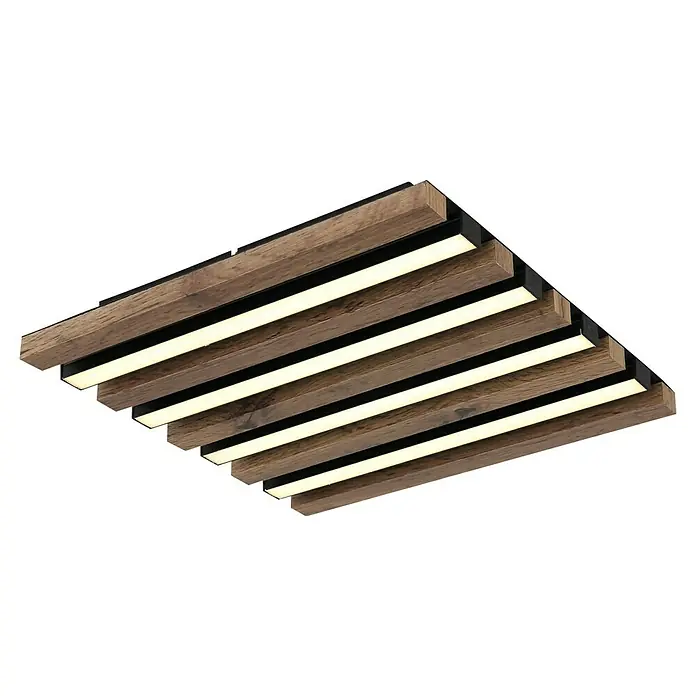 Globo LED-Deckenleuchte Hayden - 15 W, L x B x H: 30 x 30 x 5 cm, Warmweiß, 800 lm - Holzpaneeldecke mit integrierter LED-Beleuchtung für eine moderne und warme Atmosphäre im Raum. Ein echter Hingucker!