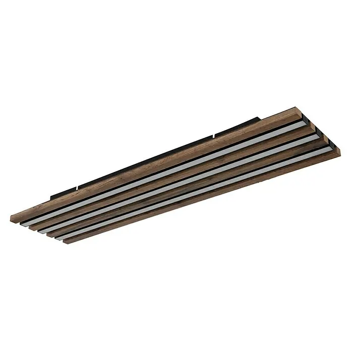 Globo LED-Deckenleuchte Hayden - 30 W, L x B x H: 80 x 20 x 5 cm, Warmweiß, 3.100 lm - Deckenpaneel mit Holzlatten und schmalen LED-Lichtbändern dazwischen. Moderne Deckenleuchte, die eine warme und einladende Atmosphäre schafft.