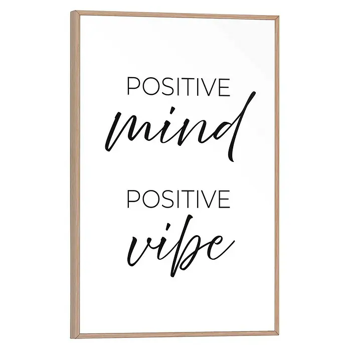 Reinders Bild Slim Frame - Positive Vibes, B x H: 20 x 30 cm - Stilvolles Wandbild mit der Aufschrift "Positive Mind Positive Vibe", ideal für inspirierende Akzente in jedem Raum.