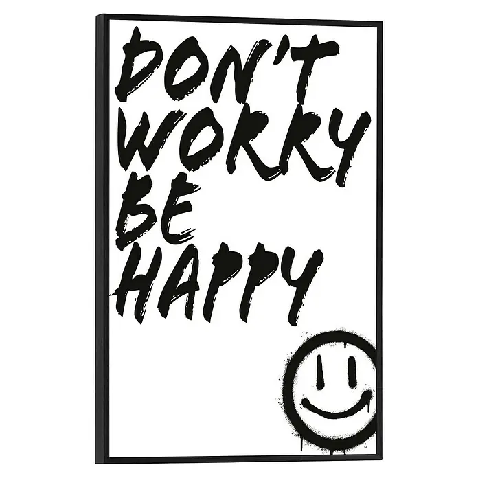 Reinders Bild Slim Frame - Don´t Worry, B x H: 20 x 30 cm - Gerahmtes Poster mit dem Schriftzug "Don't Worry Be Happy" und einem Smiley, ideal für eine positive Atmosphäre in jedem Raum.
