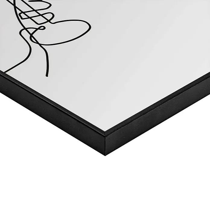Reinders Bild Slim Frame - Wine Lines, B x H: 20 x 30 cm - Nahaufnahme eines gerahmten Kunstdrucks mit abstrakter Linienzeichnung auf weißem Grund. Der Rahmen ist schwarz und schlicht gehalten.