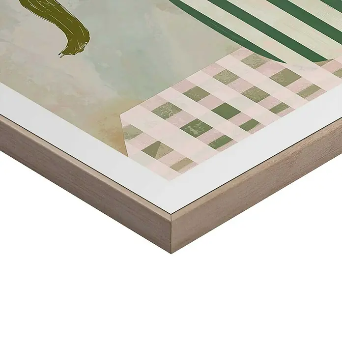 Reinders Bild Slim Frame - Table Flowers, B x H: 40 x 50 cm - Ein gerahmtes Kunstwerk mit abstrakten Formen und einem hellen Holzrahmen, der das Bild elegant einfasst.