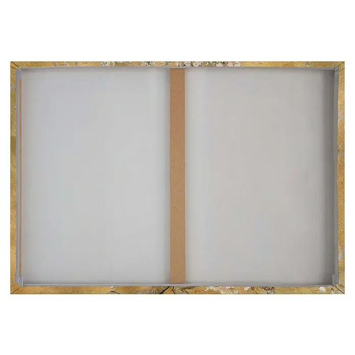 Reinders Leinwandbild - Van Gogh Almond, B x H: 70 x 50 cm - Rückseite einer Leinwand mit goldenem Rahmen und einem mittigen Holzsteg zur Stabilisierung. Das Gemälde ist nicht sichtbar.