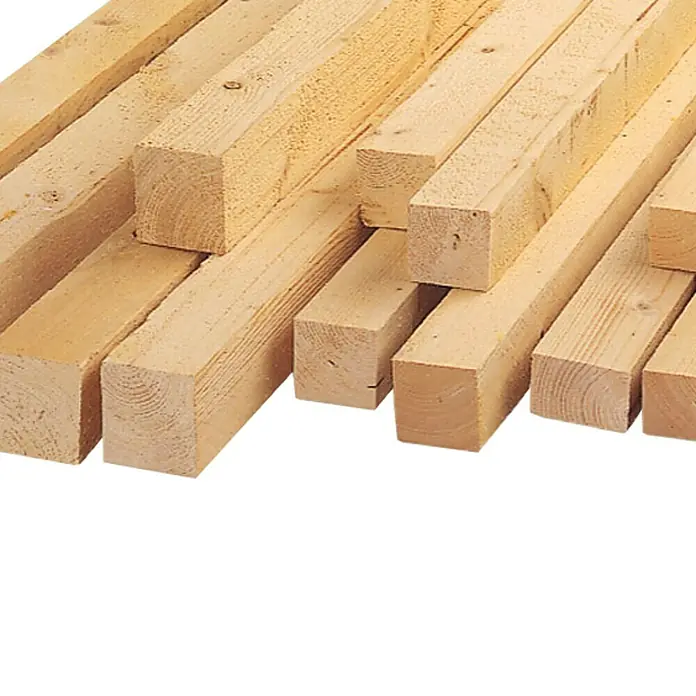 Rahmenholz - 300 x 9,8 x 7,8 cm, Fichte, Naturbelassen - Stapel hellbrauner, quadratischer Holzpfosten, die sich ideal für Bauprojekte und Heimwerkerarbeiten eignen.