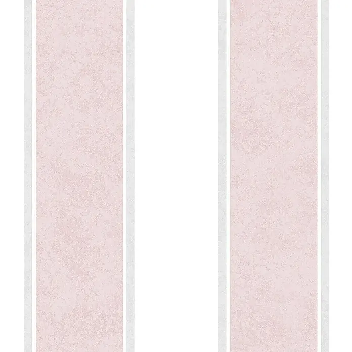 Glööckler Pompöös Provence Vliestapete - Weiß/Rosa, Streifen, 10,05 x 0,53 m - Strukturiertes, streifenförmiges Wandmuster in Rosa und Weiß mit feinen, dezenten Details für eine elegante und moderne Raumgestaltung.