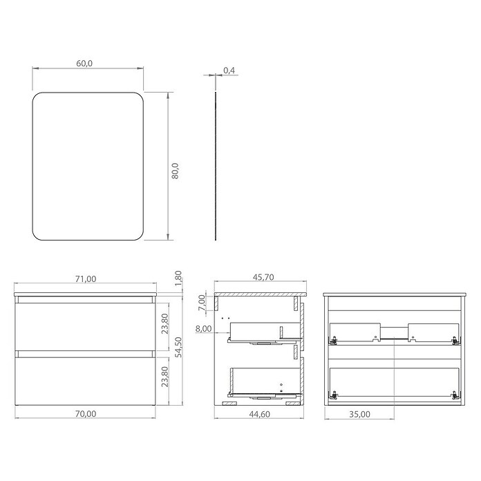 Artysan Conjunto de mueble de baño Funk (Ancho: 70 cm, Nature/Negro, 3 pzs.) | BAUHAUS