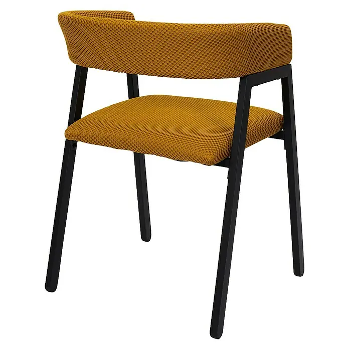 Home Deco Factory Silla Atom - Mostaza, 2 ud. - Una silla moderna con estructura negra y tapicería amarilla mostaza, que añade un toque elegante a cualquier espacio.