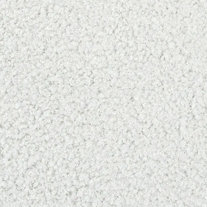 Home Deco Factory Sillón Rhea - L x An x Al: 75 x 68 x 96 cm, Blanco, Textil rizado - Primer plano de tejido bouclé blanco con una textura densa y rizada, ideal para muebles y moda.