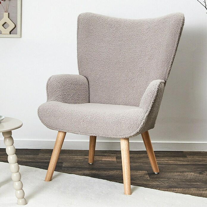 Home Deco Factory Sillón Rhea (L x An x Al: 75 x 68 x 96 cm, Taupe, Textil rizado) | BAUHAUS