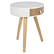 Home Deco Factory Mesa auxiliar (Ø x Al: 35 x 46,5 cm, Blanco/Madera, Número de cajones: 1 ud.) | BAUHAUS