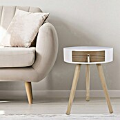 Home Deco Factory Mesa auxiliar (Ø x Al: 35 x 46,5 cm, Blanco/Madera, Número de cajones: 1 ud.) | BAUHAUS