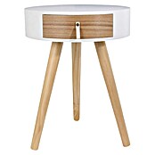 Home Deco Factory Mesa auxiliar (Ø x Al: 35 x 46,5 cm, Blanco/Madera, Número de cajones: 1 ud.) | BAUHAUS