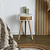 Home Deco Factory Mesa auxiliar (Ø x Al: 35 x 46,5 cm, Blanco/Madera, Número de cajones: 1 ud.) | BAUHAUS