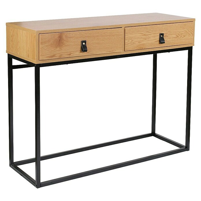 Home Deco Factory Abbot Mesa auxiliar (L x An x Al: 35 x 100 x 80,5 cm, Marrón/Negro, Número de cajones: 2 ud.) | BAUHAUS