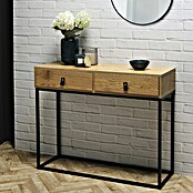 Home Deco Factory Abbot Mesa auxiliar (L x An x Al: 35 x 100 x 80,5 cm, Marrón/Negro, Número de cajones: 2 ud.) | BAUHAUS