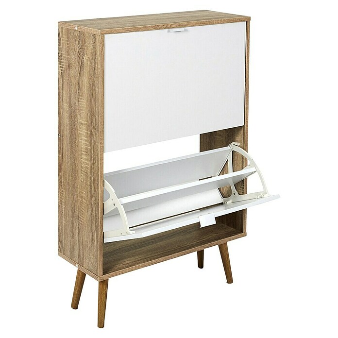Home Deco Factory Zapatero (L x An x Al: 23,5 x 60 x 91,5 cm, Blanco/Marrón, Número de compartimentos: 2 ud.) | BAUHAUS