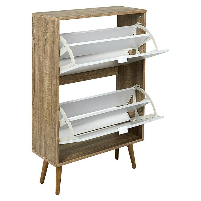 Home Deco Factory Zapatero (L x An x Al: 23,5 x 60 x 91,5 cm, Blanco/Marrón, Número de compartimentos: 2 ud.) | BAUHAUS