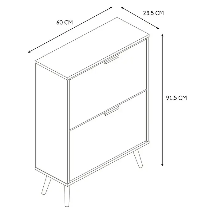Home Deco Factory Zapatero - L x An x Al: 23,5 x 60 x 91,5 cm, Blanco/Marrón, Número de compartimentos: 2 ud. - Ilustración de un armario de zapatos de 60 x 23,5 x 91,5 cm, perfecto para guardar zapatos en el pasillo.