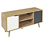 Home Deco Factory Sven Mueble para TV (L x An x Al: 39 x 120 x 56,3 cm, Madera/Blanco/Antracita, MDF, Detalles geométricos) | BAUHAUS