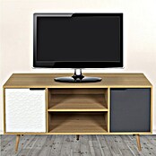 Home Deco Factory Sven Mueble para TV (L x An x Al: 39 x 120 x 56,3 cm, Madera/Blanco/Antracita, MDF, Detalles geométricos) | BAUHAUS