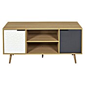 Home Deco Factory Sven Mueble para TV (L x An x Al: 39 x 120 x 56,3 cm, Madera/Blanco/Antracita, MDF, Detalles geométricos) | BAUHAUS