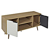 Home Deco Factory Sven Mueble para TV (L x An x Al: 39 x 120 x 56,3 cm, Madera/Blanco/Antracita, MDF, Detalles geométricos) | BAUHAUS
