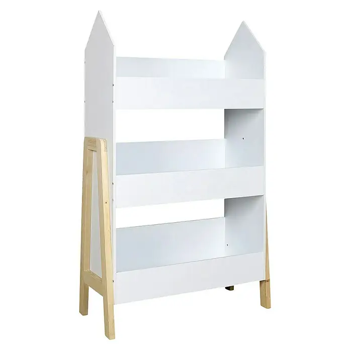 Home Deco Kids Estantería de madera Casita -  - Una hermosa estantería blanca con forma de casa con marco de madera para habitaciones infantiles. Ofrece un amplio espacio de almacenamiento.