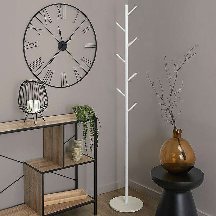 Home Deco Factory Loka Perchero de pie (Ø x Al: 27 x 173 cm, Número de ganchos: 6 ud., Blanco) | BAUHAUS