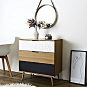 Home Deco Factory Sven Cómoda (L x An x Al: 39 x 75 x 80 cm, Madera/Blanco/Antracita, Número de cajones: 3 ud., Detalles geométricos) | BAUHAUS