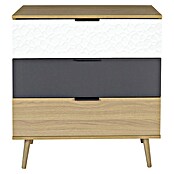 Home Deco Factory Sven Cómoda (L x An x Al: 39 x 75 x 80 cm, Madera/Blanco/Antracita, Número de cajones: 3 ud., Detalles geométricos) | BAUHAUS