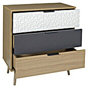 Home Deco Factory Sven Cómoda (L x An x Al: 39 x 75 x 80 cm, Madera/Blanco/Antracita, Número de cajones: 3 ud., Detalles geométricos) | BAUHAUS